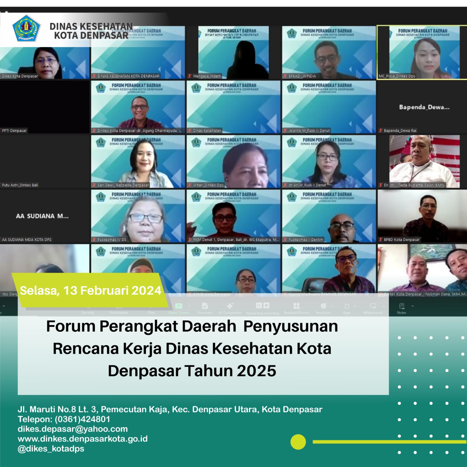 Forum Perangkat Daerah Penyusunan Rencana Kerja Dinas Kesehatan Kota Denpasar Tahun 2025
